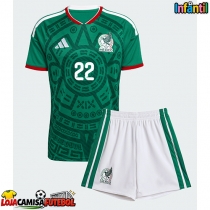 Camisa de Futebol México Hirving Lozano #22 Equipamento Principal Infantil Mundo 2026 Manga Curta (+ Calças curtas)